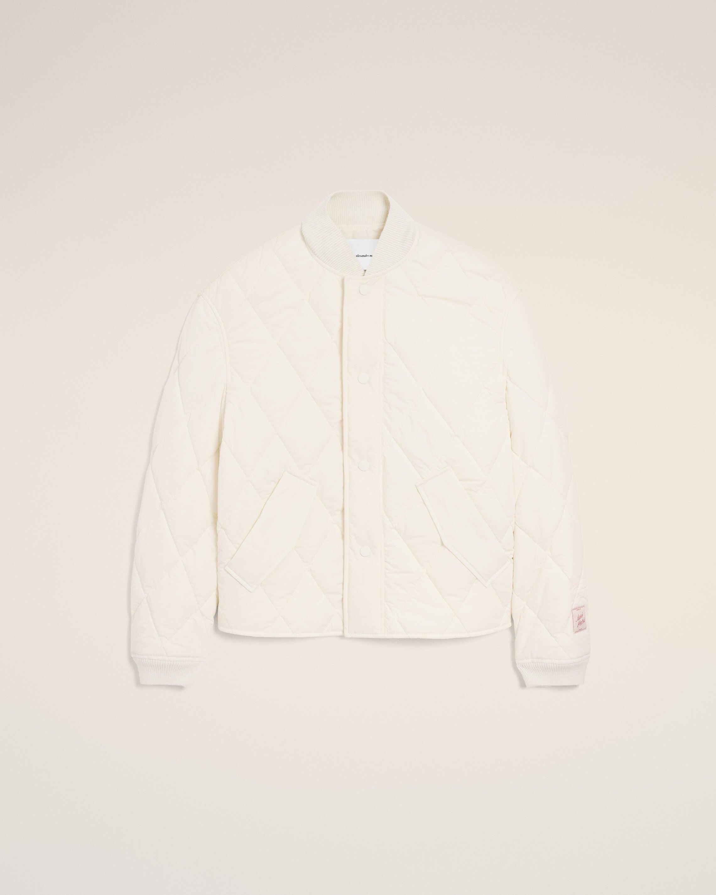 JAQUETA FORRADA DE NYLON BRANCO CREAM | Ami Paris