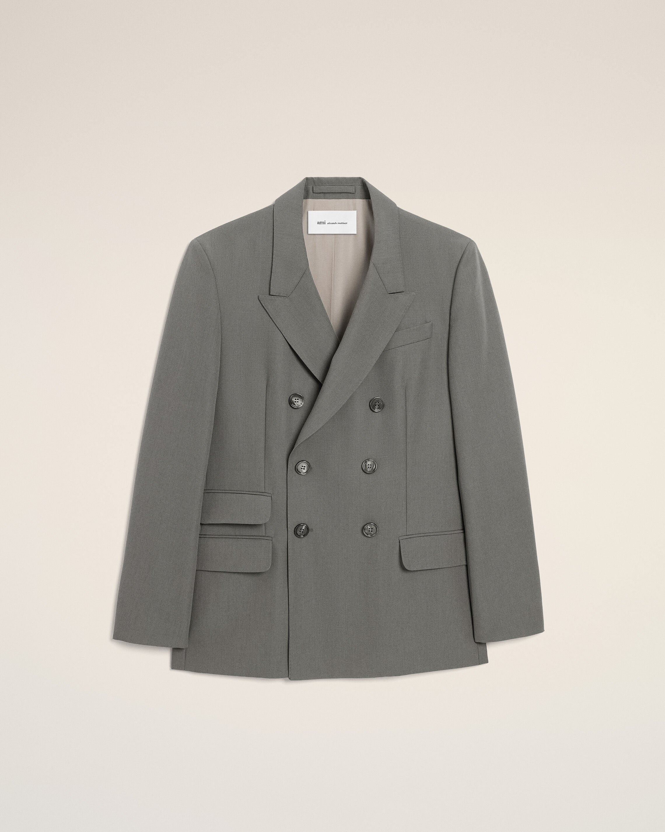 Jaqueta Retangular de Lã Nova Carbon Grey | Ami Paris