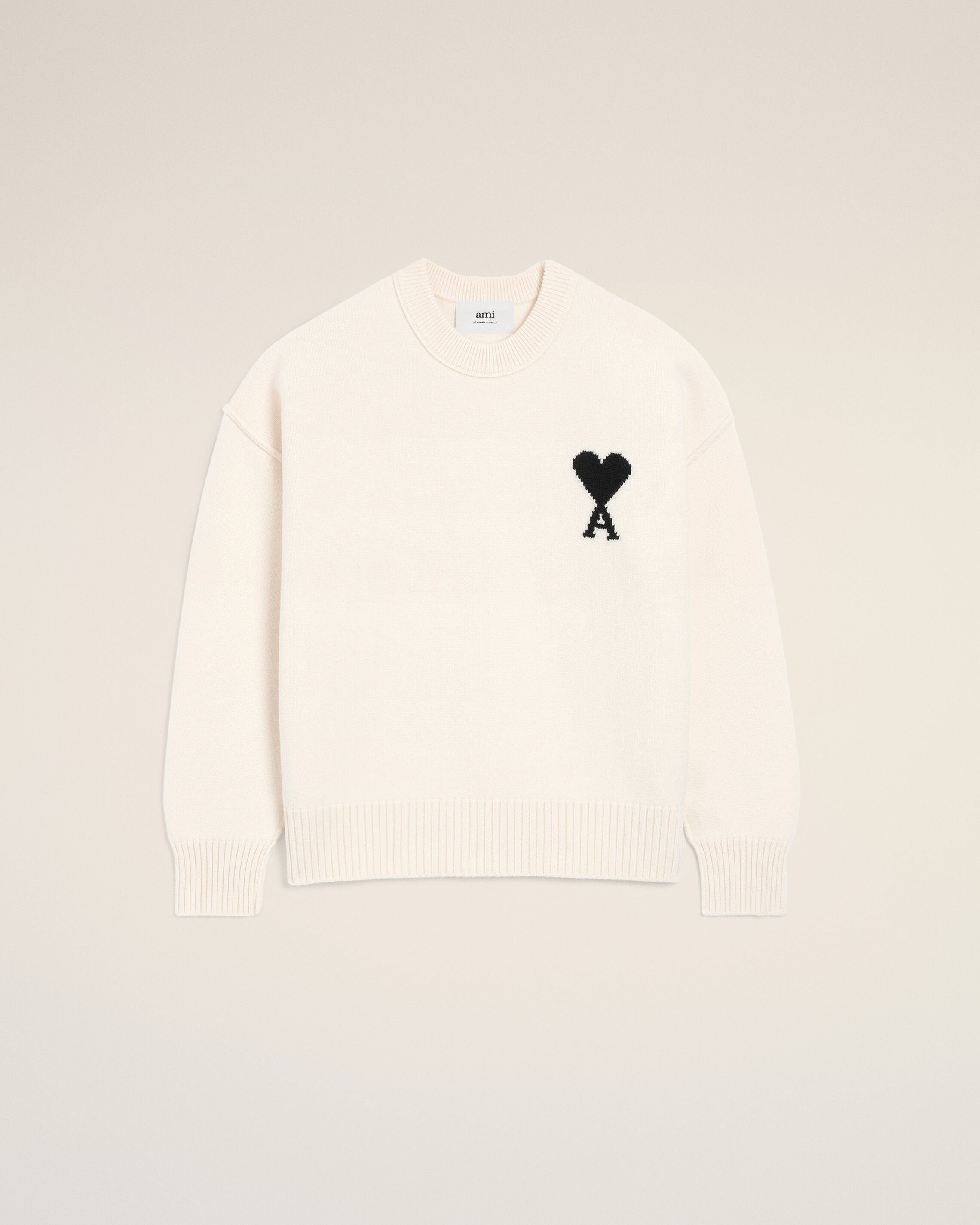 MOLETOM OFFWHITE/BLACK De Lã Branca Ami De Coeur | AMI PARIS