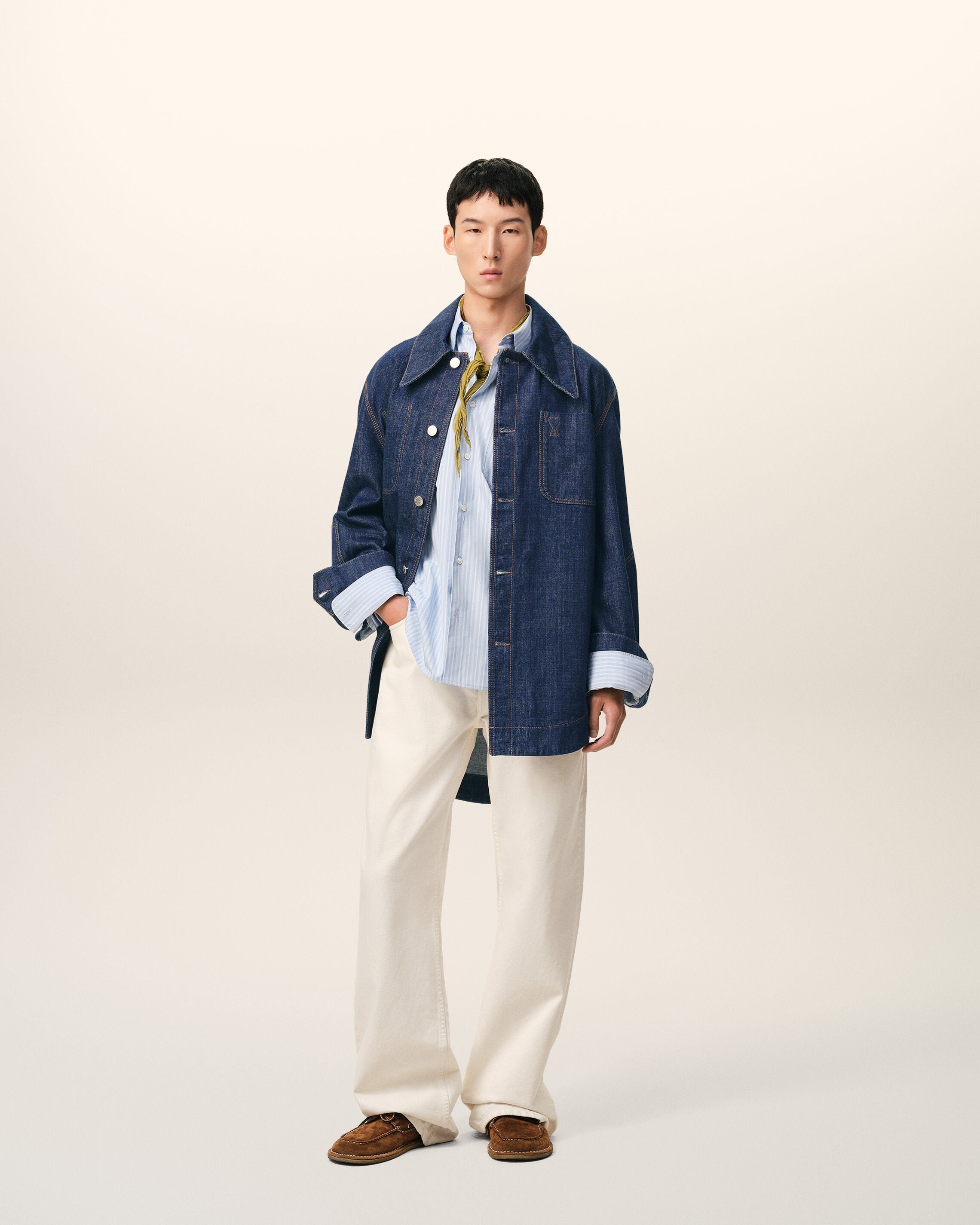Jaqueta Worker de Algodão Azul Indigo Ami De Coeur | Ami Paris
