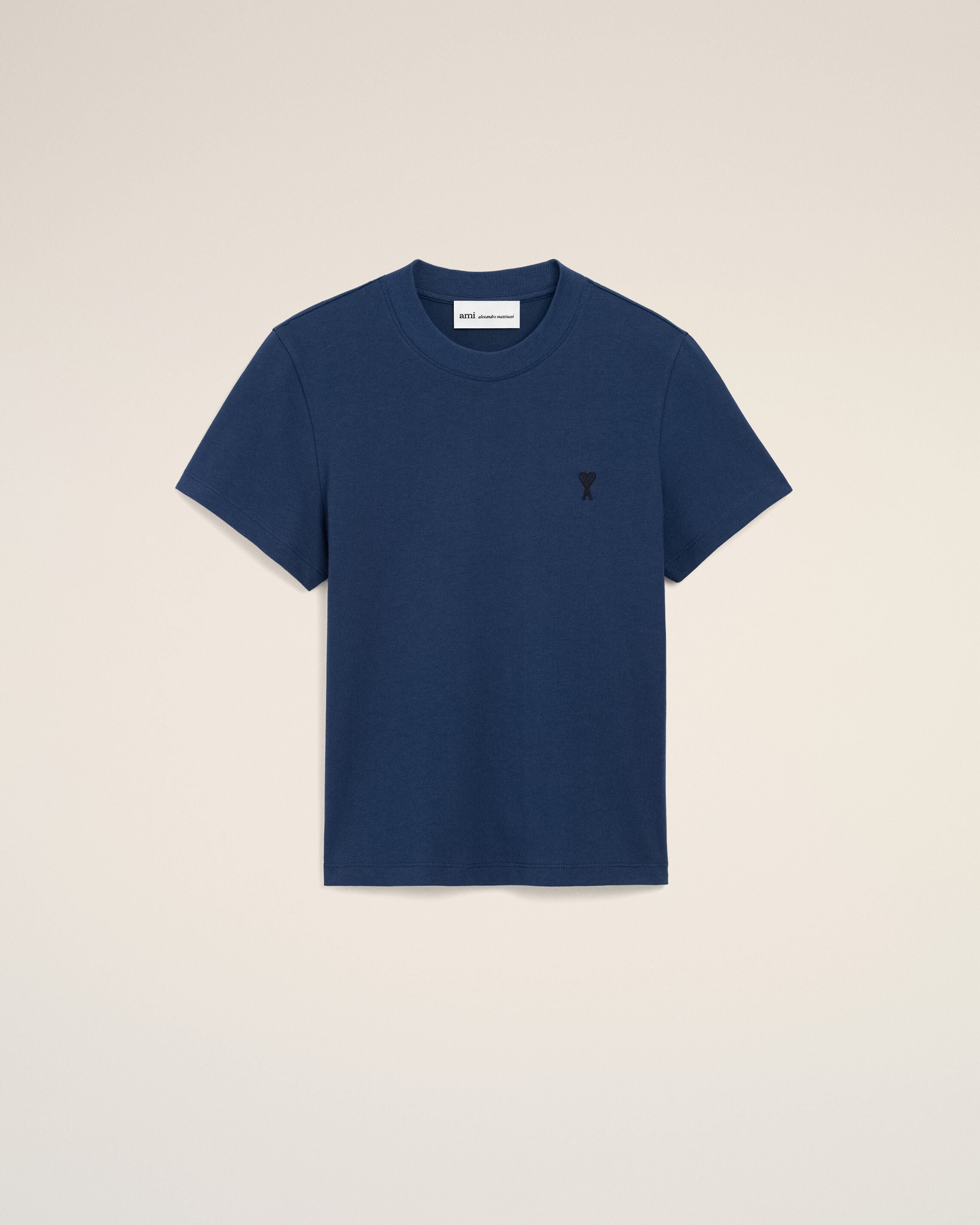 T-shirt cropped de algodão azul-escuro Ami De Coeur | Ami Paris