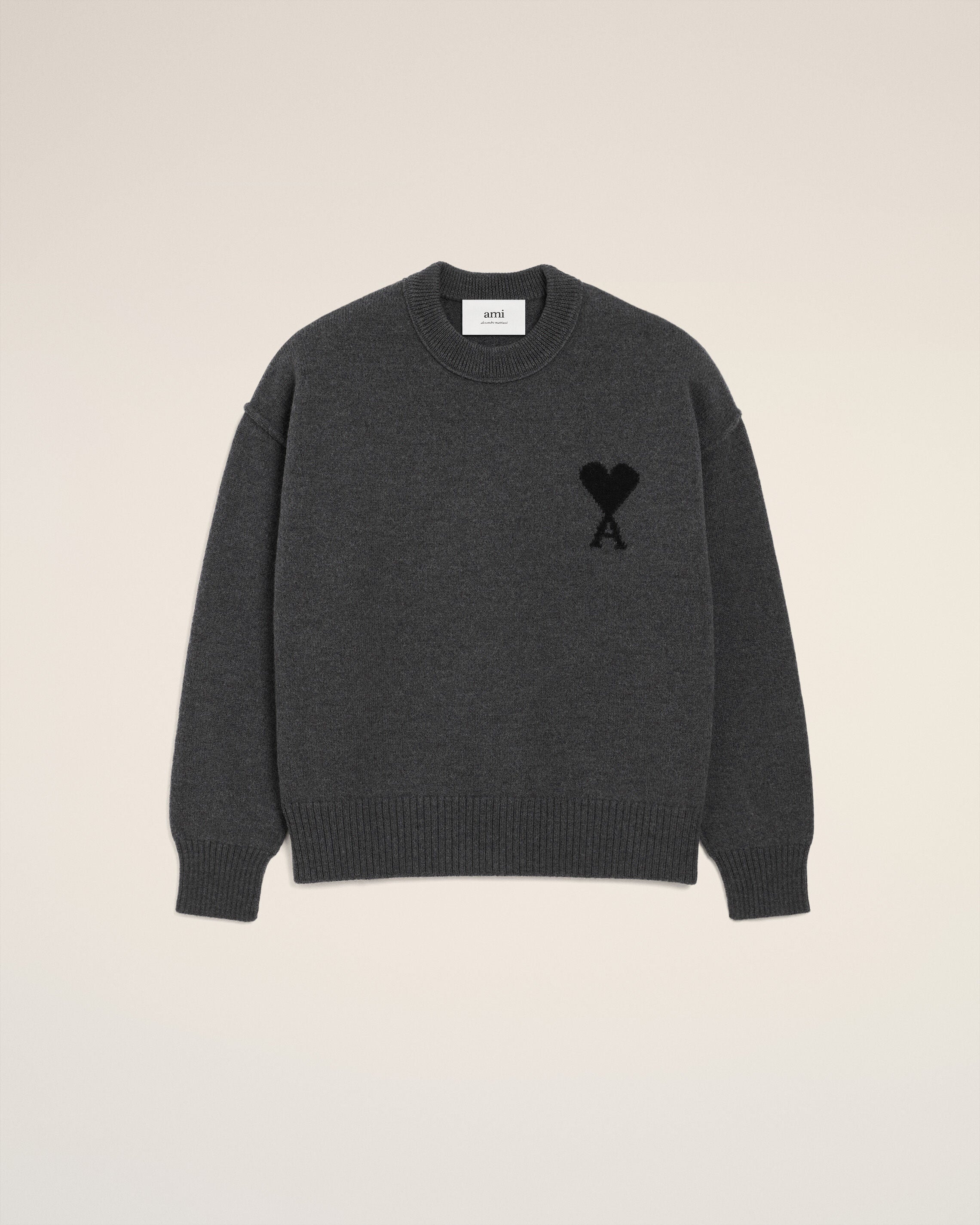Moletom Crewneck de Lã Cinza / Preto Ami De Coeur | AMI PARIS