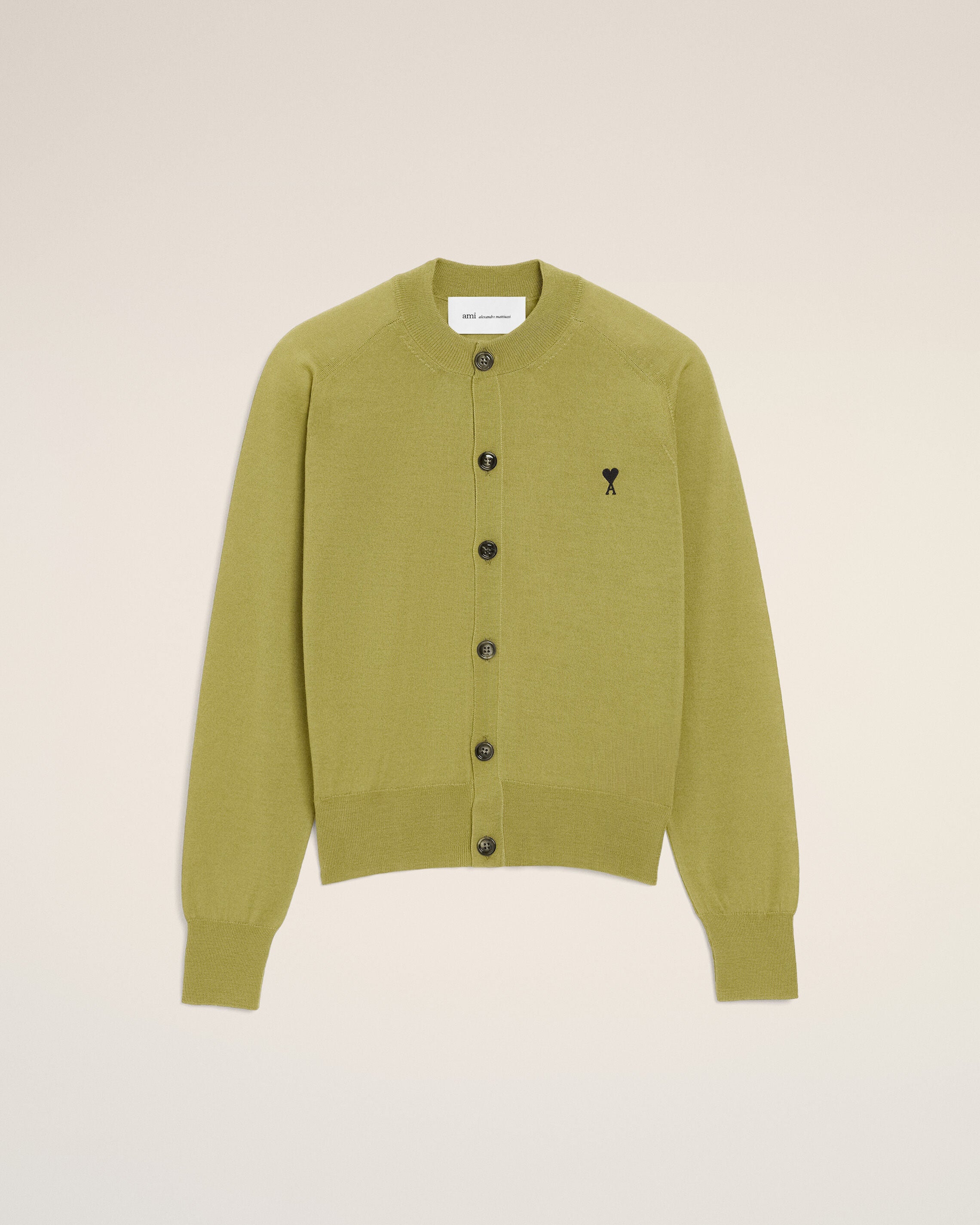 CARDIGÃM MATCHA/BLACK De Lã Verde em Malha de Lã Merino | Ami Paris