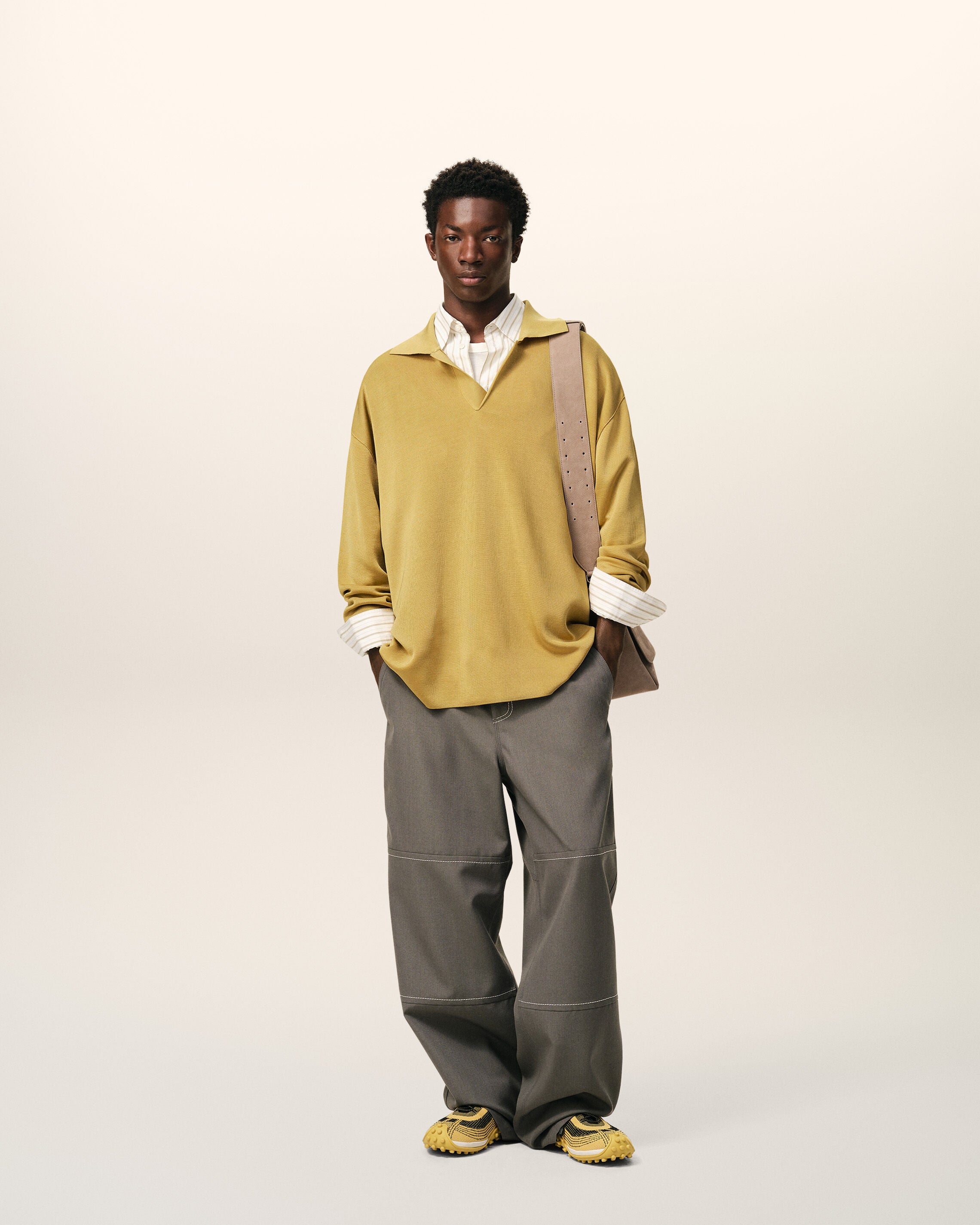 POLO AMARELO PASTEL De Malha de Lã Amarela Manga Comprida | Ami Paris