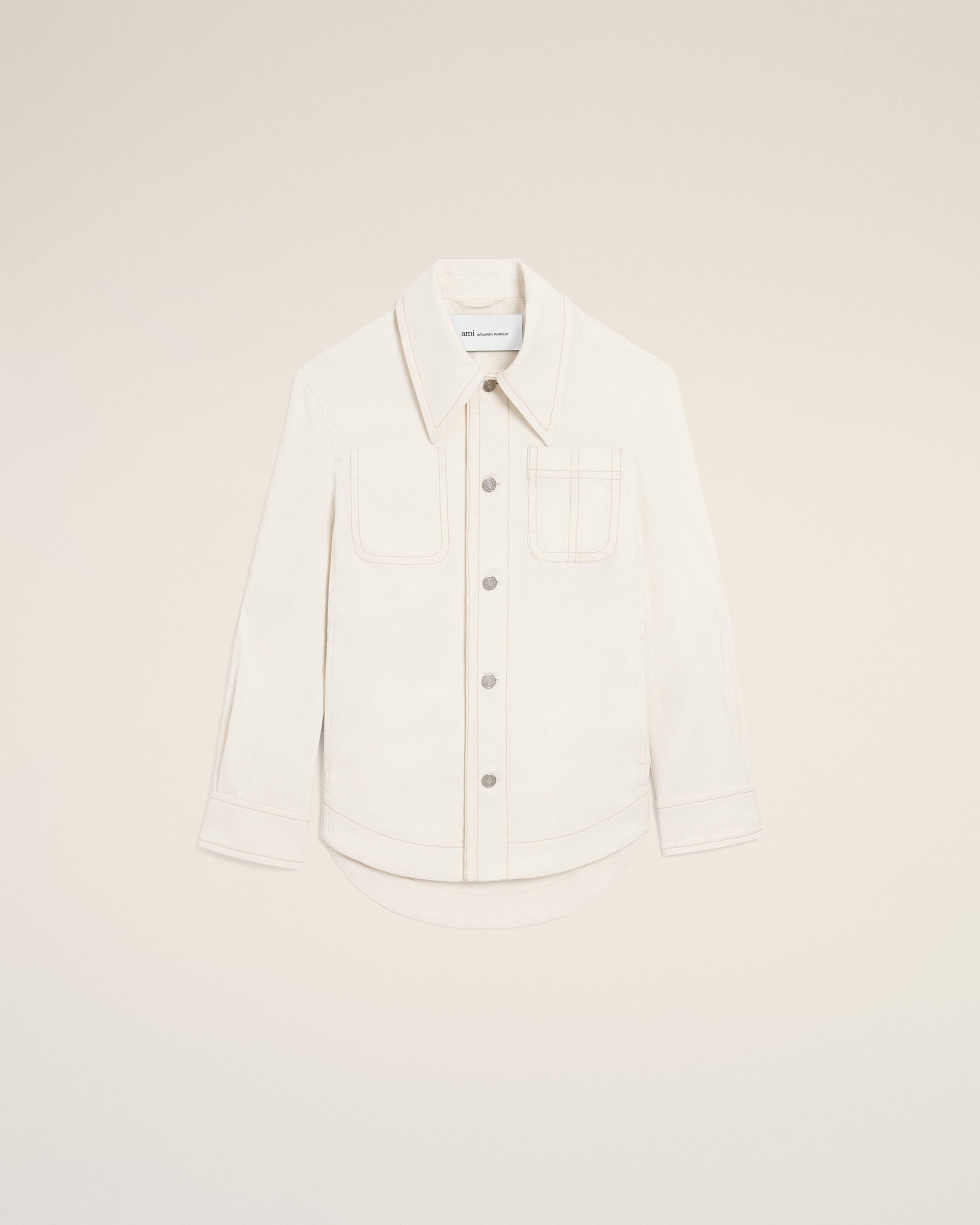 JAQUETA BOTONADA DE ALGODÃO BRANCO BRANCO | Ami Paris